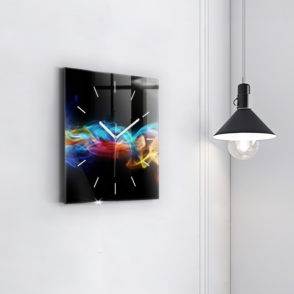 Ceas pătrat de perete din sticlă Linii colorate abstracte