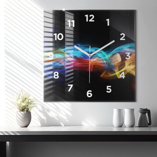 Ceas pătrat de perete din sticlă Linii colorate abstracte