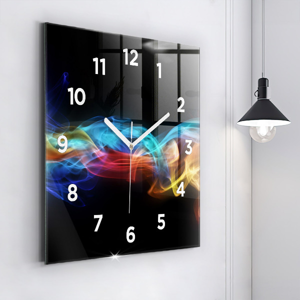 Ceas pătrat de perete din sticlă Linii colorate abstracte