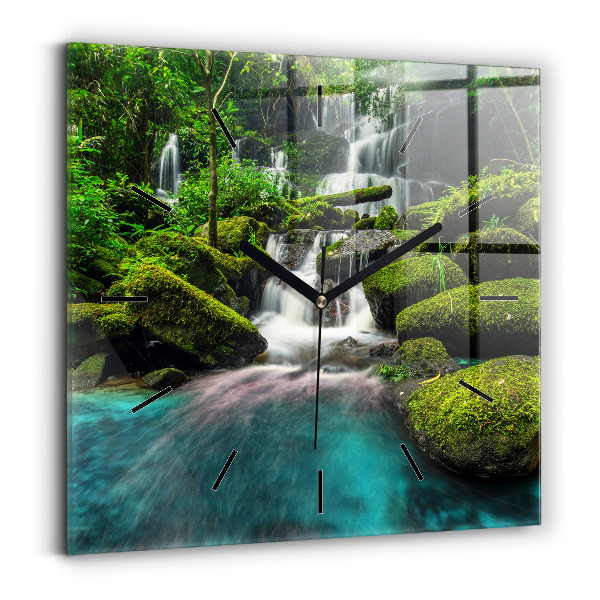 Ceas pătrat de perete din sticlă Cascada Thailanda