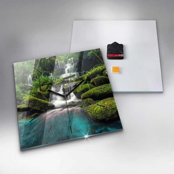Ceas pătrat de perete din sticlă Cascada Thailanda