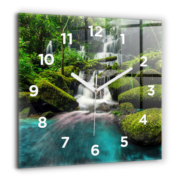 Ceas pătrat de perete din sticlă Cascada Thailanda