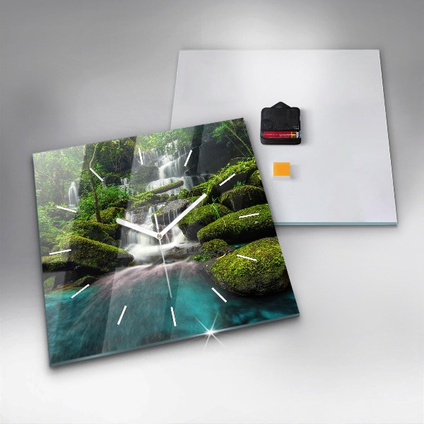 Ceas pătrat de perete din sticlă Cascada Thailanda