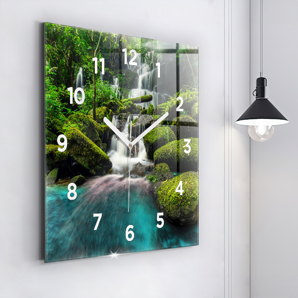 Ceas pătrat de perete din sticlă Cascada Thailanda