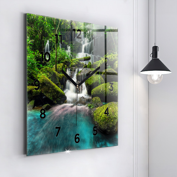 Ceas pătrat de perete din sticlă Cascada Thailanda