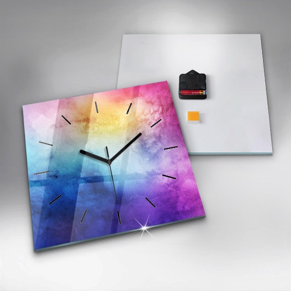 Ceas pătrat de perete din sticlă Pete colorate