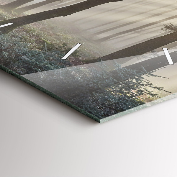 Ceas pătrat de perete din sticlă Pădure în ceață