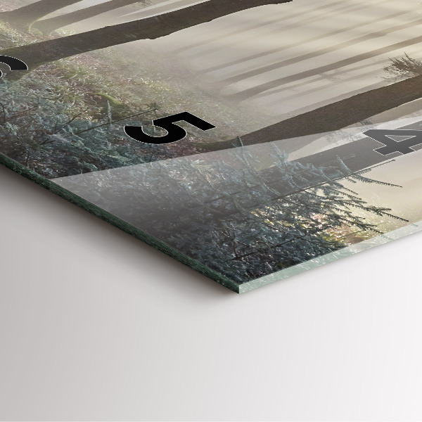 Ceas pătrat de perete din sticlă Pădure în ceață