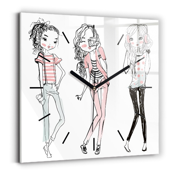 Ceas pătrat de perete din sticlă Moda pentru femei