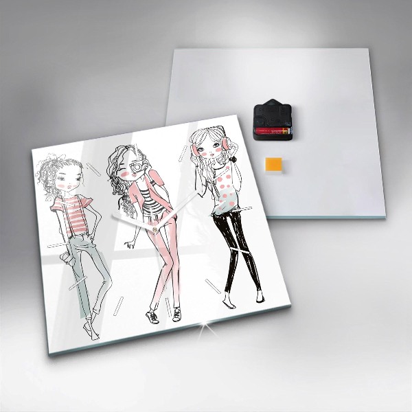 Ceas pătrat de perete din sticlă Moda pentru femei