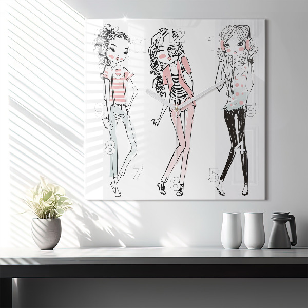 Ceas pătrat de perete din sticlă Moda pentru femei