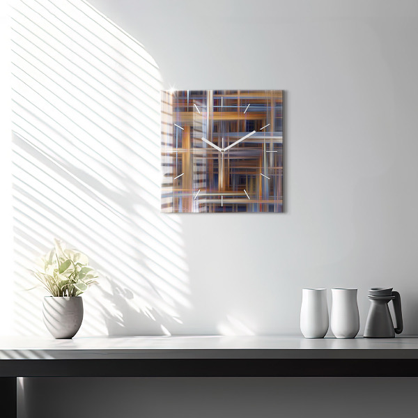 Ceas pătrat de perete din sticlă Abstracția geometriei