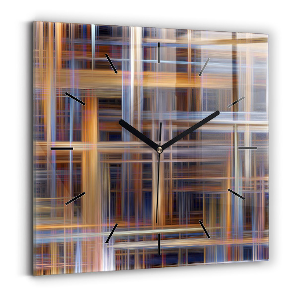 Ceas pătrat de perete din sticlă Abstracția geometriei