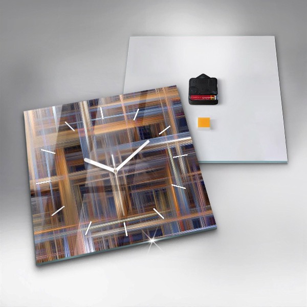 Ceas pătrat de perete din sticlă Abstracția geometriei