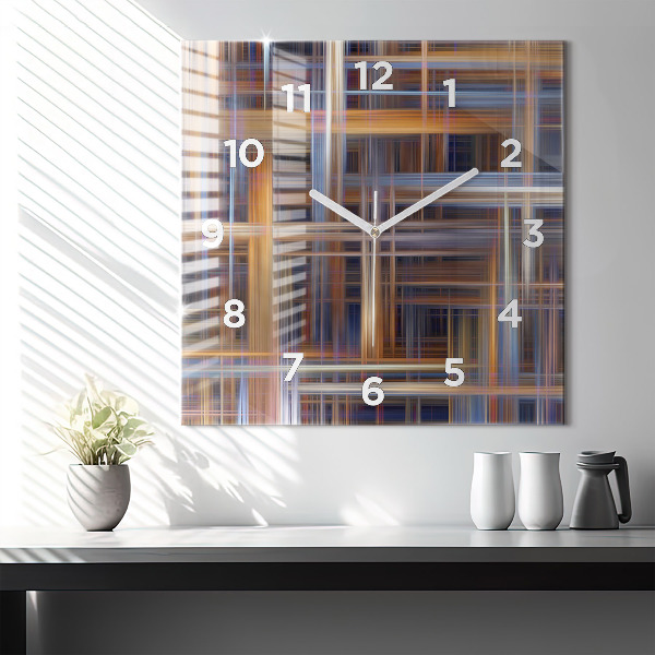 Ceas pătrat de perete din sticlă Abstracția geometriei