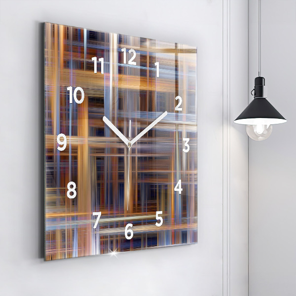 Ceas pătrat de perete din sticlă Abstracția geometriei