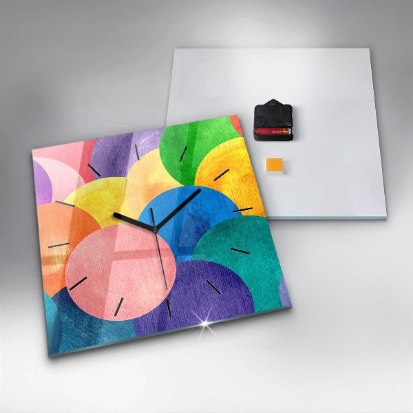 Ceas pătrat de perete din sticlă Cercuri abstracte