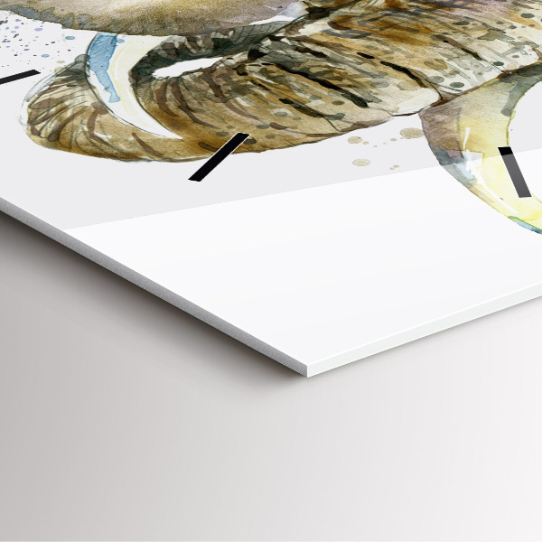 Ceas pătrat de perete din sticlă Animalele elefanți pictate