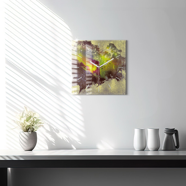 Ceas pătrat de perete din sticlă Femeie în pădure