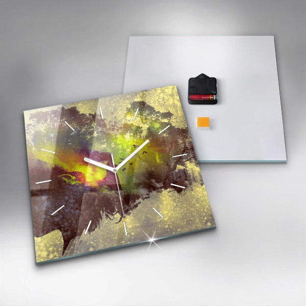 Ceas pătrat de perete din sticlă Femeie în pădure