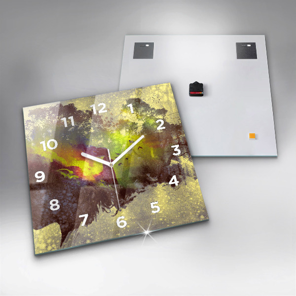 Ceas pătrat de perete din sticlă Femeie în pădure
