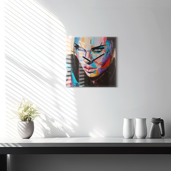 Ceas pătrat de perete din sticlă Portretul unei femei