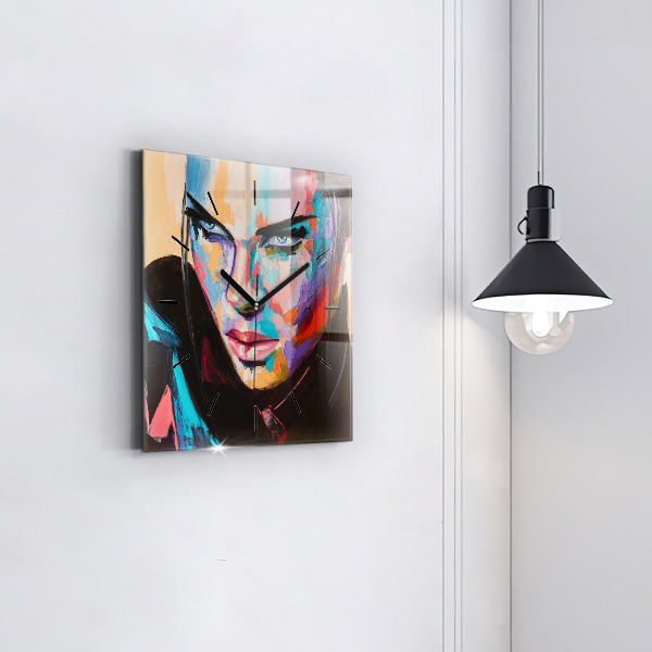 Ceas pătrat de perete din sticlă Portretul unei femei