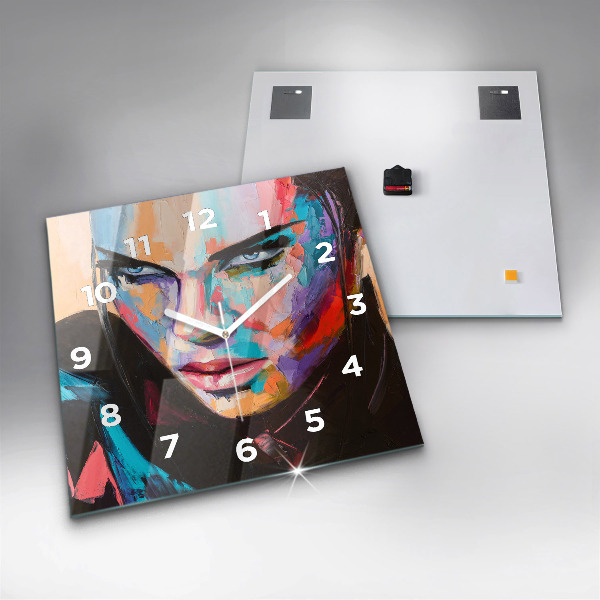 Ceas pătrat de perete din sticlă Portretul unei femei