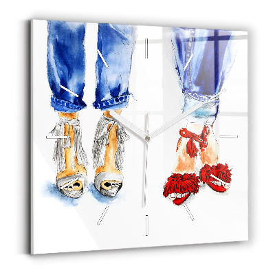 Ceas pătrat de perete din sticlă Tocuri de damă