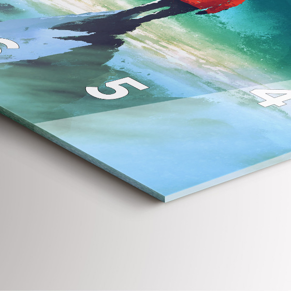 Ceas pătrat de perete din sticlă Omul pe lună