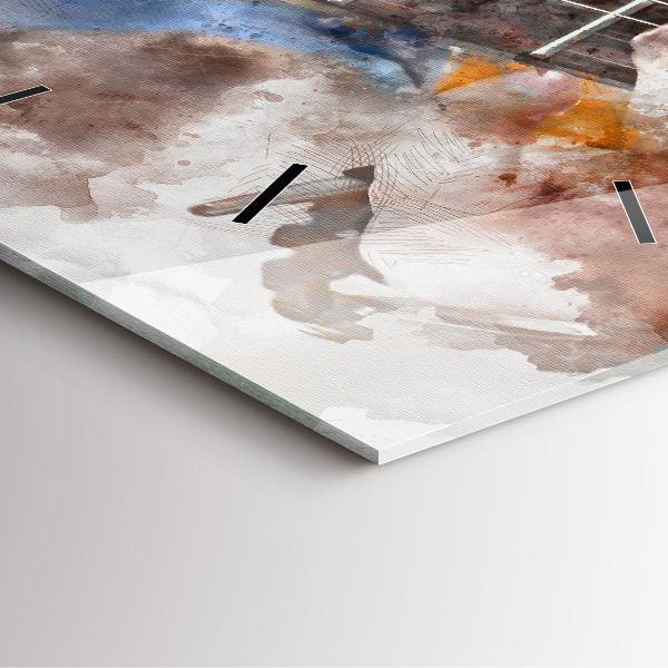 Ceas pătrat de perete din sticlă Grafica chitara