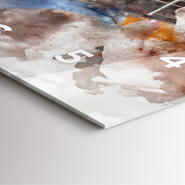 Ceas pătrat de perete din sticlă Grafica chitara