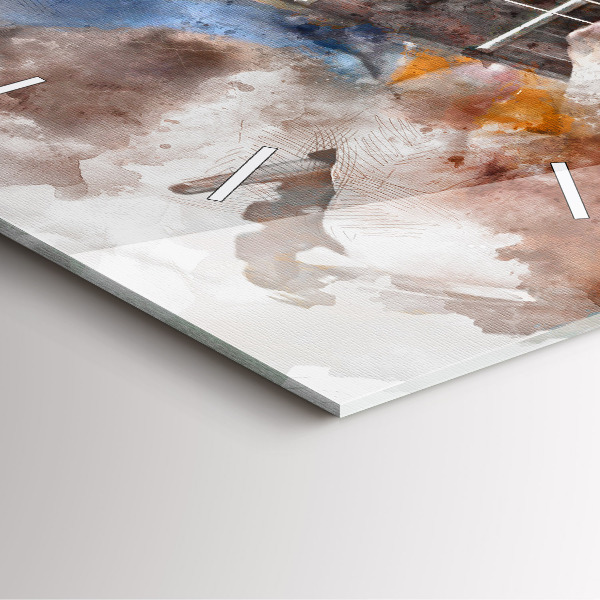 Ceas pătrat de perete din sticlă Grafica chitara