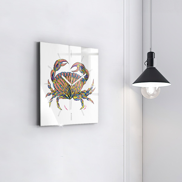 Ceas pătrat de perete din sticlă Crab etnic