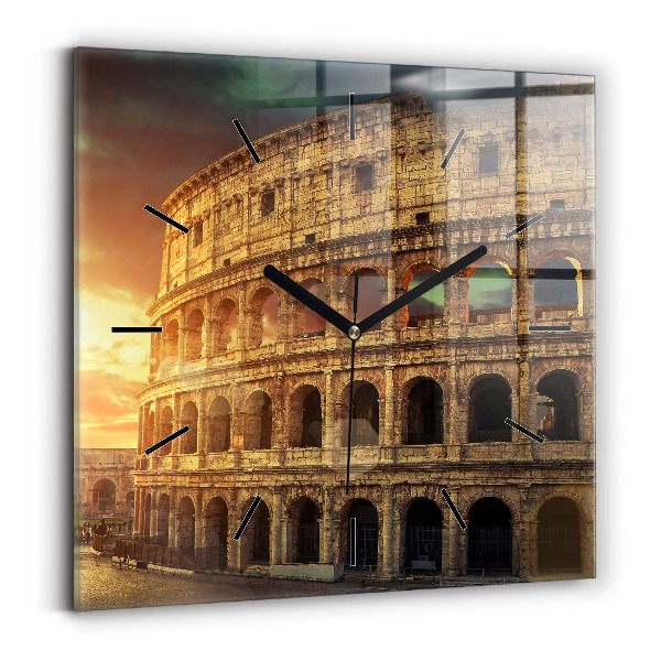 Ceas pătrat de perete din sticlă Colosseumul Roman