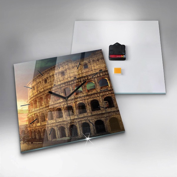 Ceas pătrat de perete din sticlă Colosseumul Roman