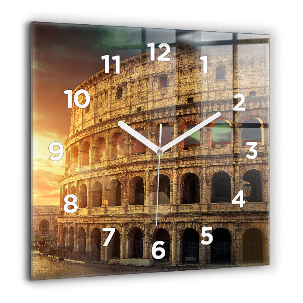 Ceas pătrat de perete din sticlă Colosseumul Roman