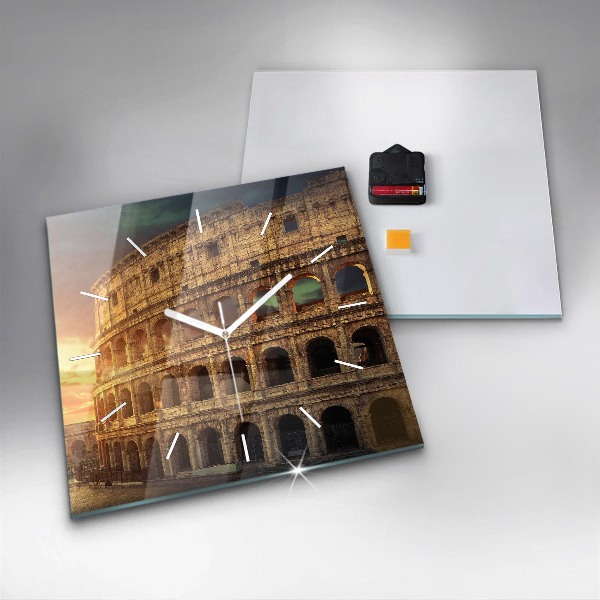 Ceas pătrat de perete din sticlă Colosseumul Roman