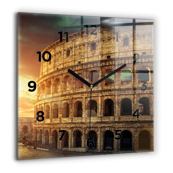 Ceas pătrat de perete din sticlă Colosseumul Roman