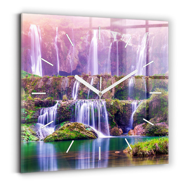 Ceas pătrat de perete din sticlă Cascada Jiulong China