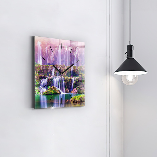 Ceas pătrat de perete din sticlă Cascada Jiulong China