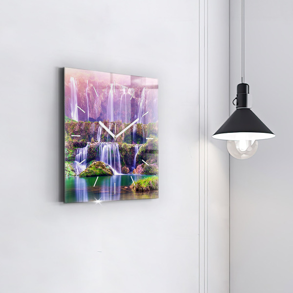 Ceas pătrat de perete din sticlă Cascada Jiulong China