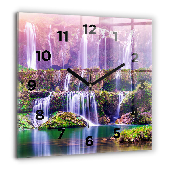 Ceas pătrat de perete din sticlă Cascada Jiulong China