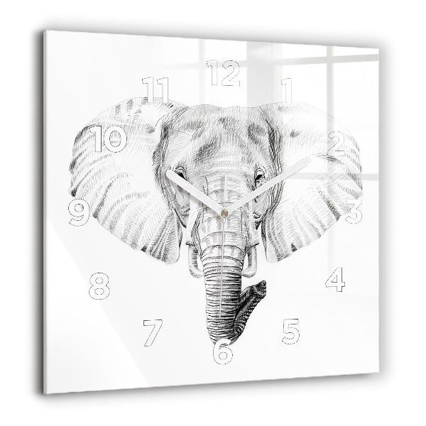 Ceas pătrat de perete din sticlă Cap de elefant grafic