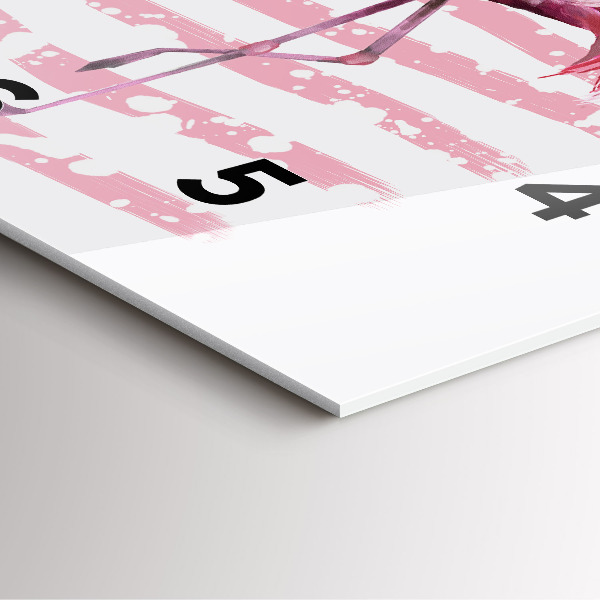 Ceas pătrat de perete din sticlă Grafica Flamingo