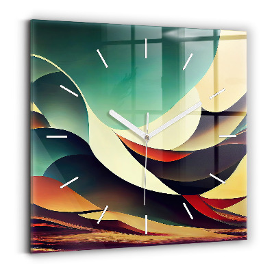 Ceas pătrat de perete din sticlă Fundal cu linii abstracte