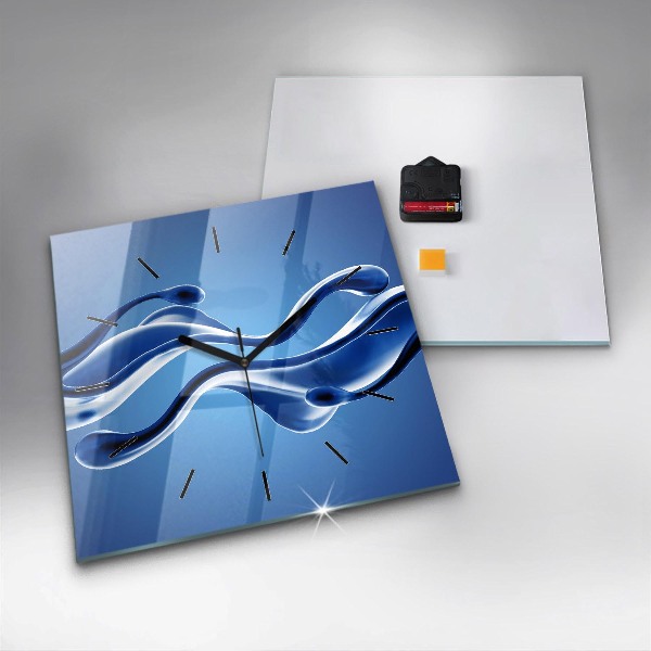 Ceas pătrat de perete din sticlă Abstracție lichidă