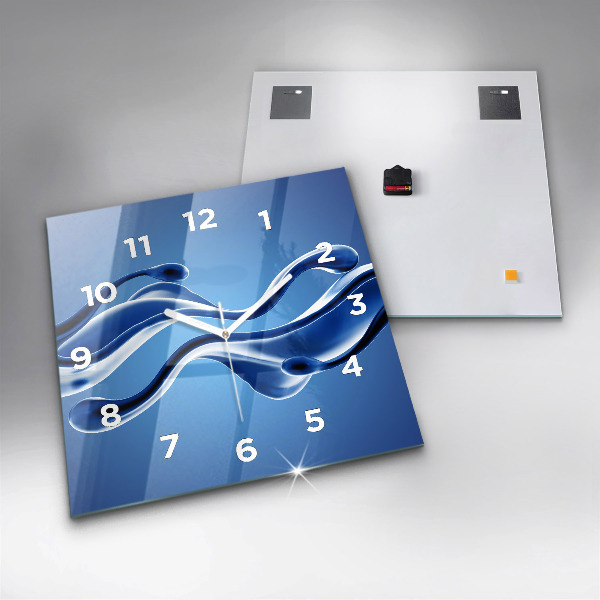 Ceas pătrat de perete din sticlă Abstracție lichidă