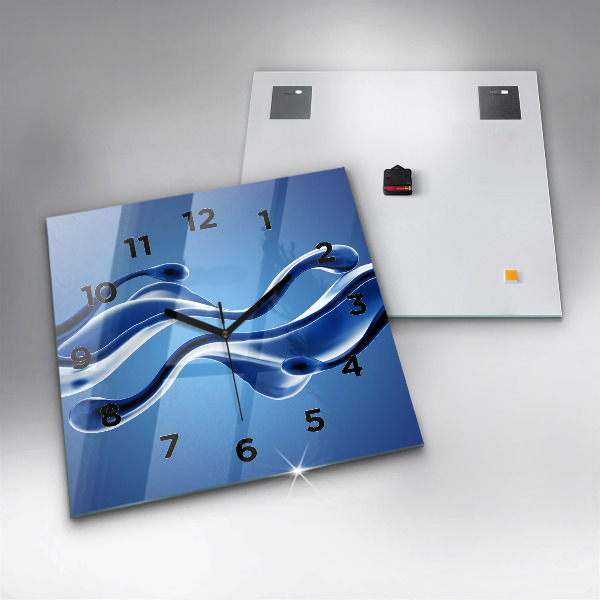 Ceas pătrat de perete din sticlă Abstracție lichidă