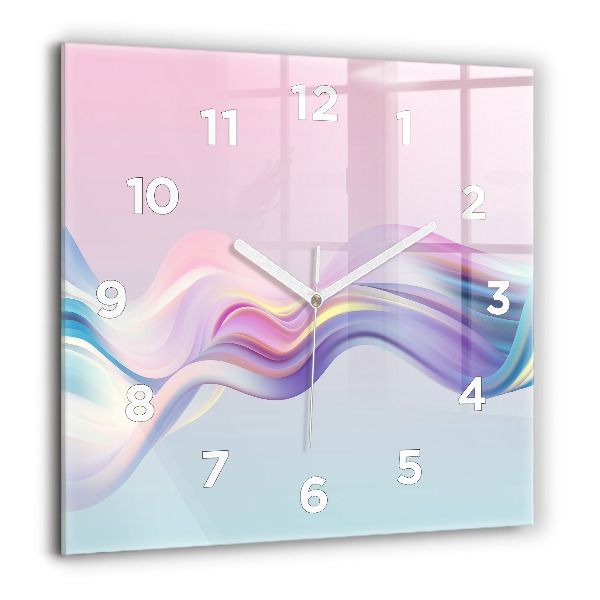 Ceas pătrat de perete din sticlă Abstracția valului pastel